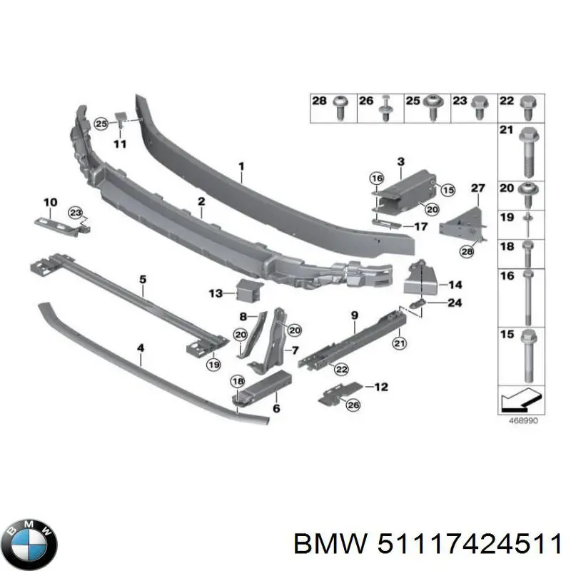51117424511 BMW Consola do pára-choque dianteiro