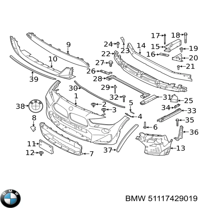 Compre 51117429019 BMW Absorvedor (enchido) do pára-choque dianteiro