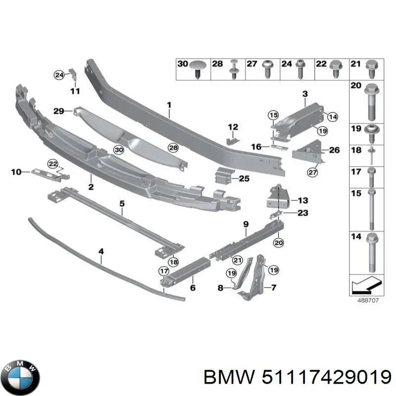 51117429019 BMW Absorvedor (enchido) do pára-choque dianteiro