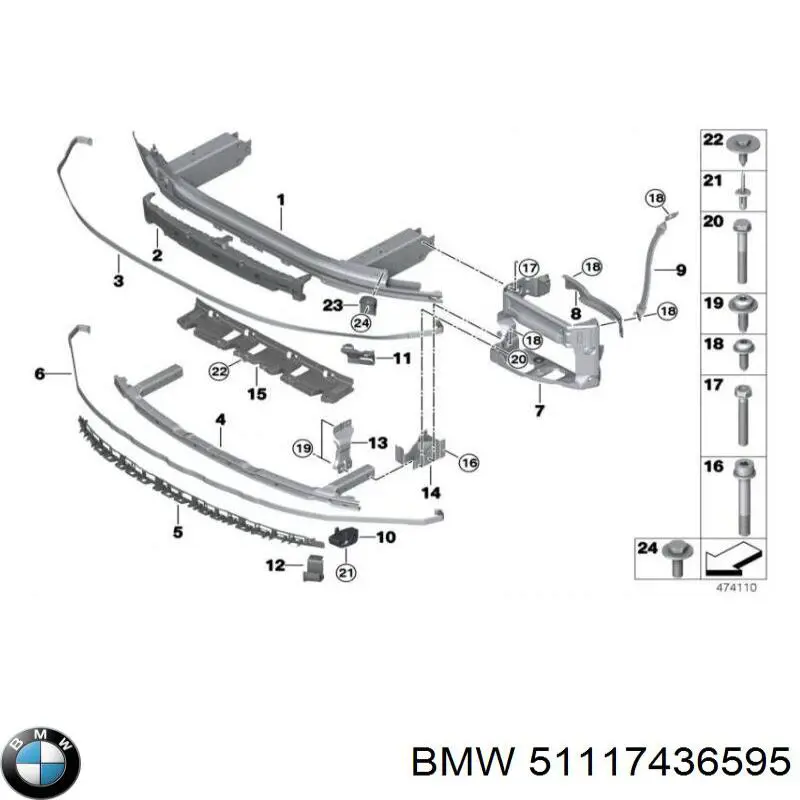 51117436595 BMW Absorvedor (enchido) do pára-choque dianteiro