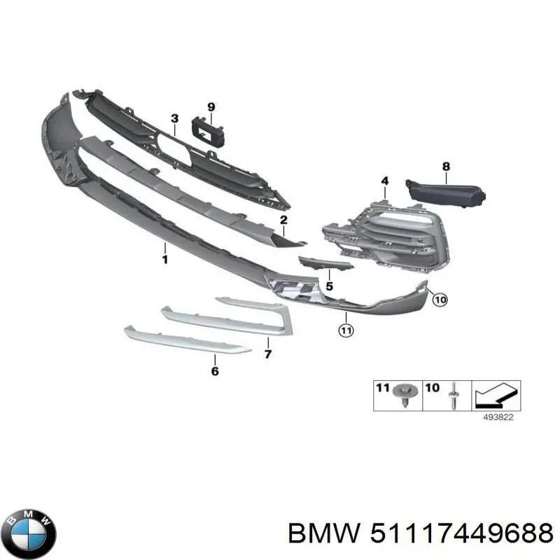 Tampão (grelha) das luzes de nevoeiro do pára-choque dianteiro direito BMW 51117449688 preço, a partir de 62,15 USD