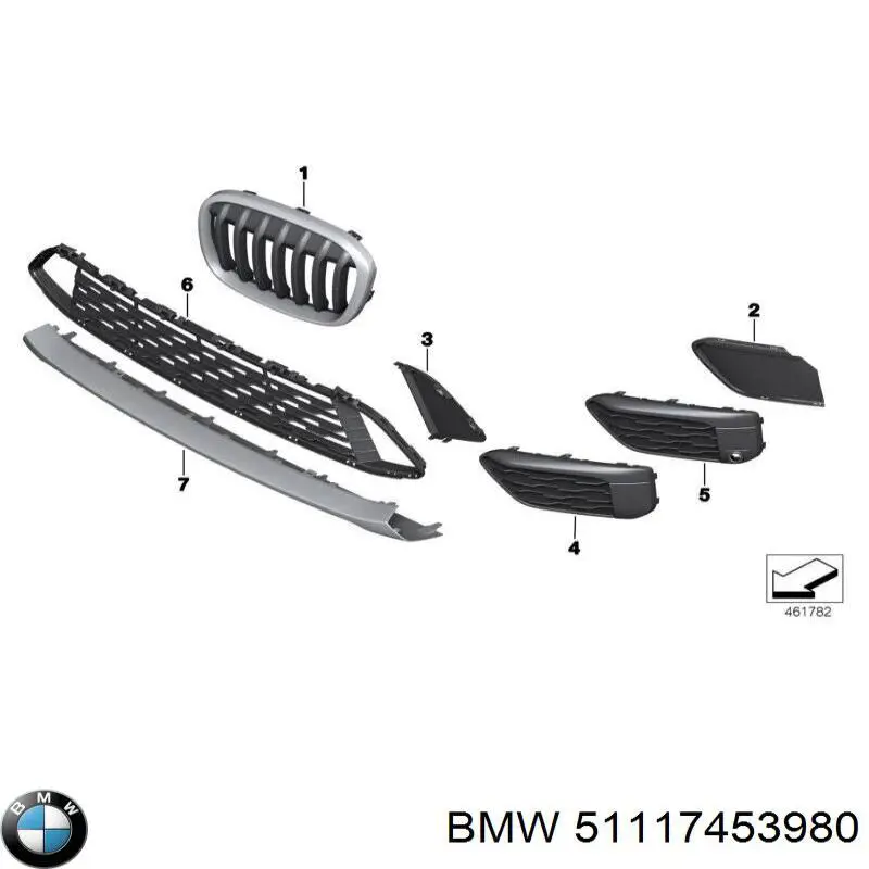 Grelha direita do pára-choque dianteiro BMW 51117453980 preço, a partir de 43,36 USD