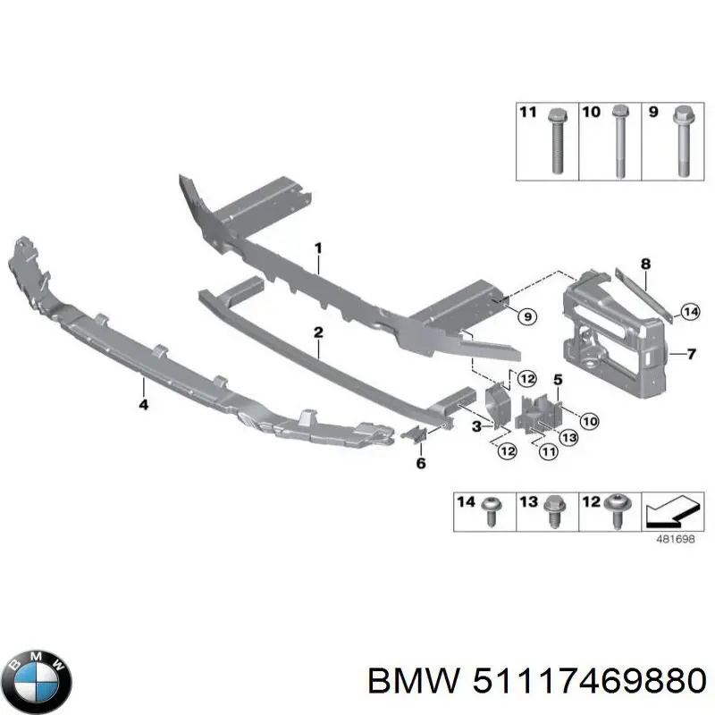 51117469880 BMW Guia do pára-choque dianteiro