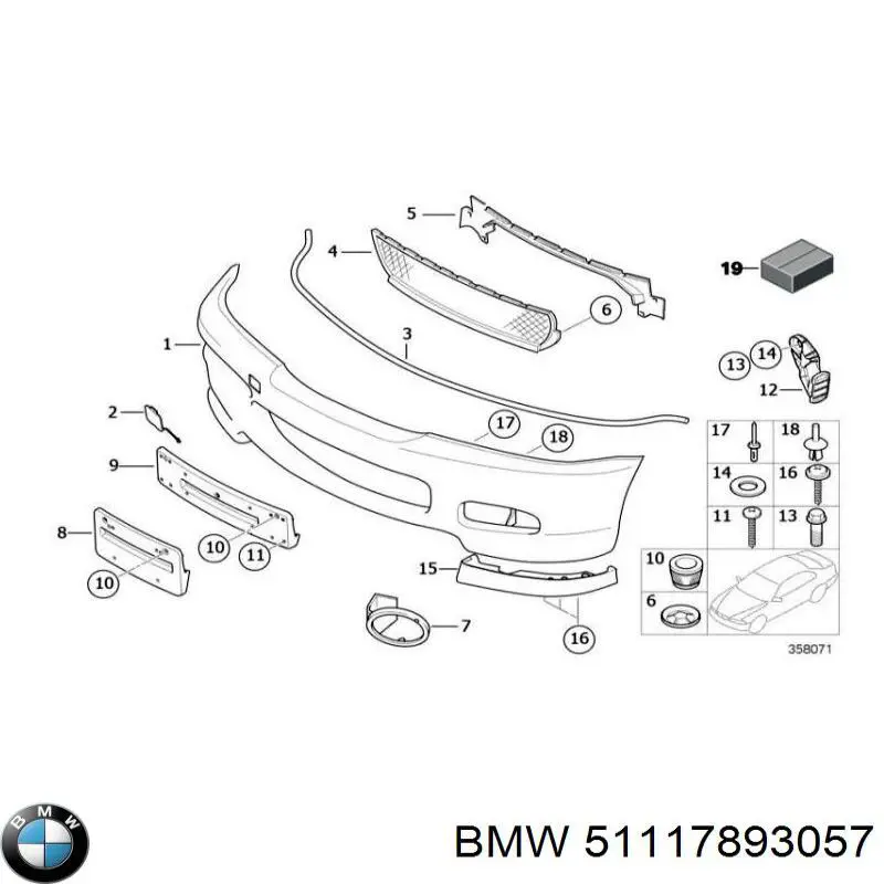 Pára-choque dianteiro 51117893057 BMW