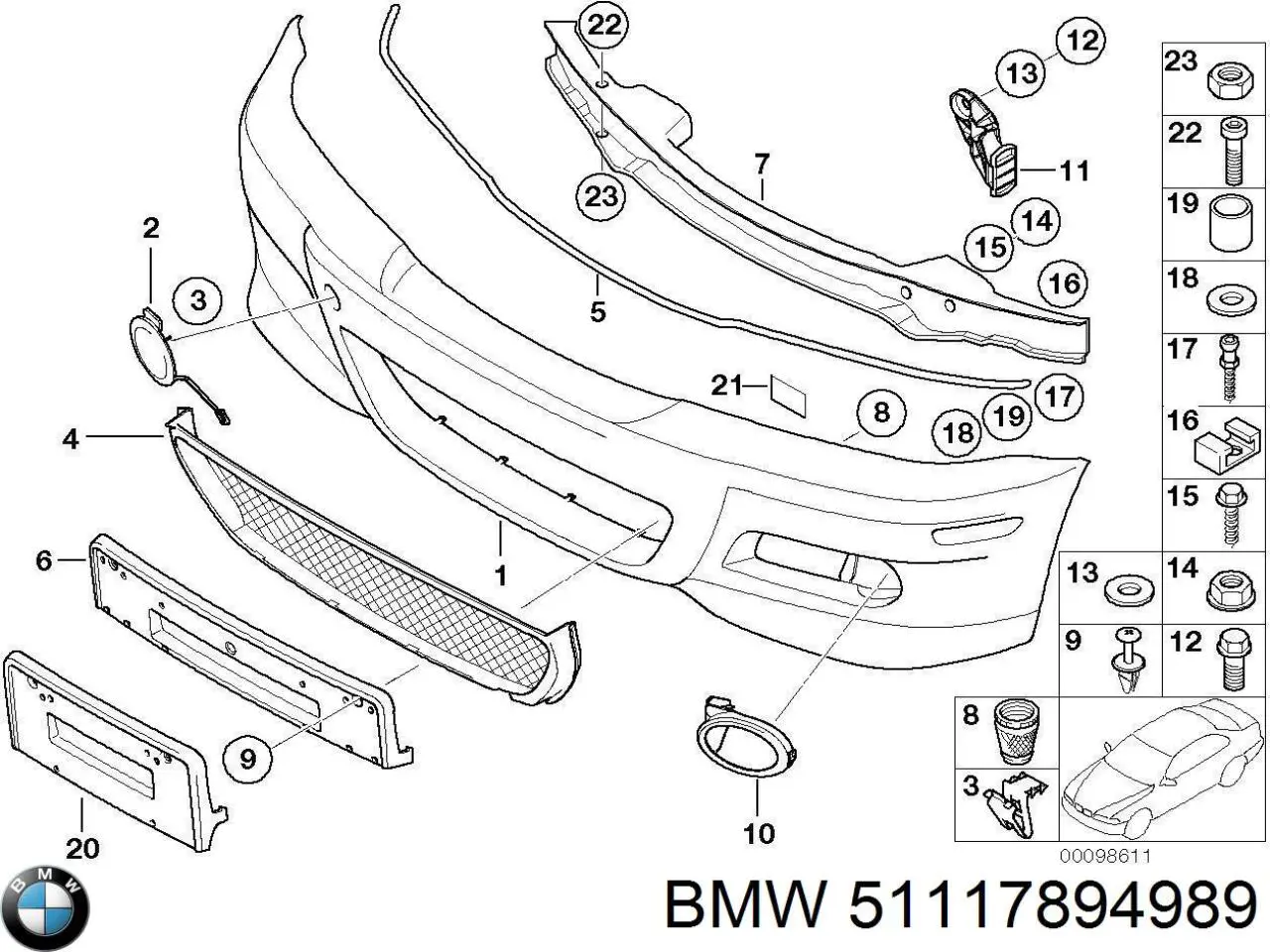 Pára-choque dianteiro BMW 51117894989 preço, a partir de 468,21 USD