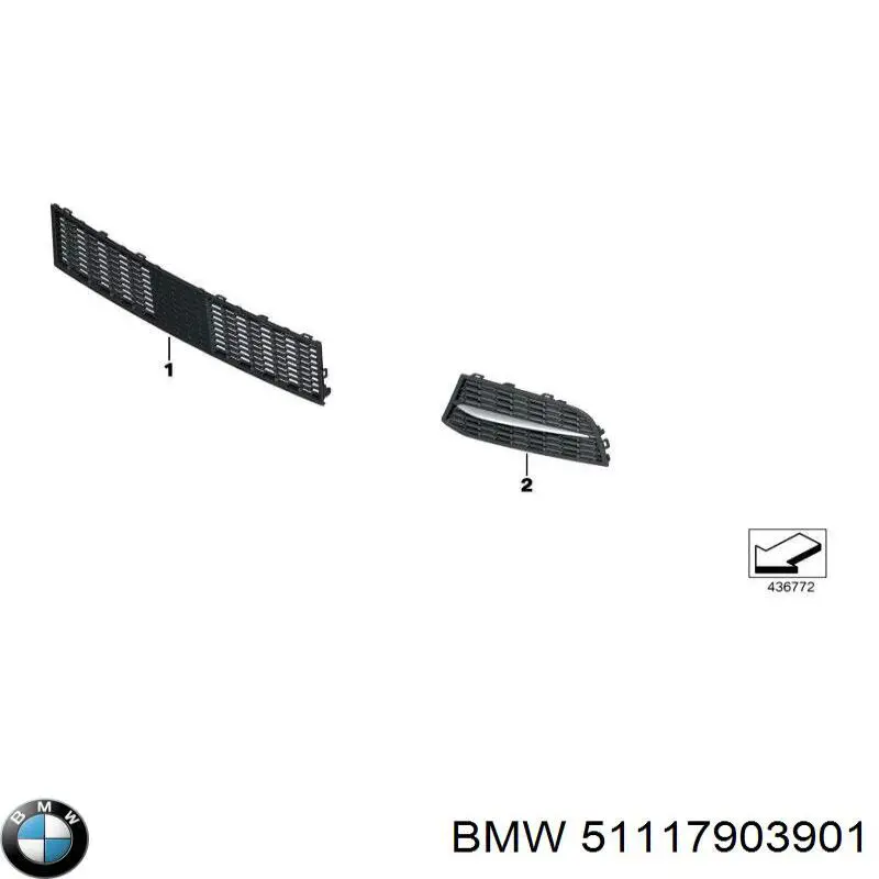 51117903901 BMW Grelha central do pára-choque dianteiro