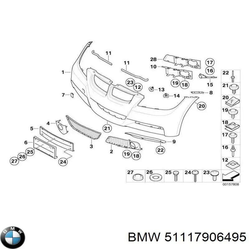 51117906495 BMW Tampão (grelha) das luzes de nevoeiro do pára-choque dianteiro esquerdo