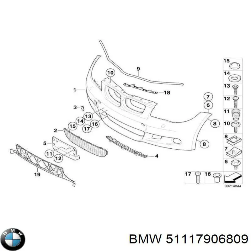 51117906809 BMW Grelha central do pára-choque dianteiro