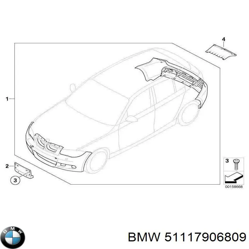 Compre 51117906809 BMW Grelha central do pára-choque dianteiro