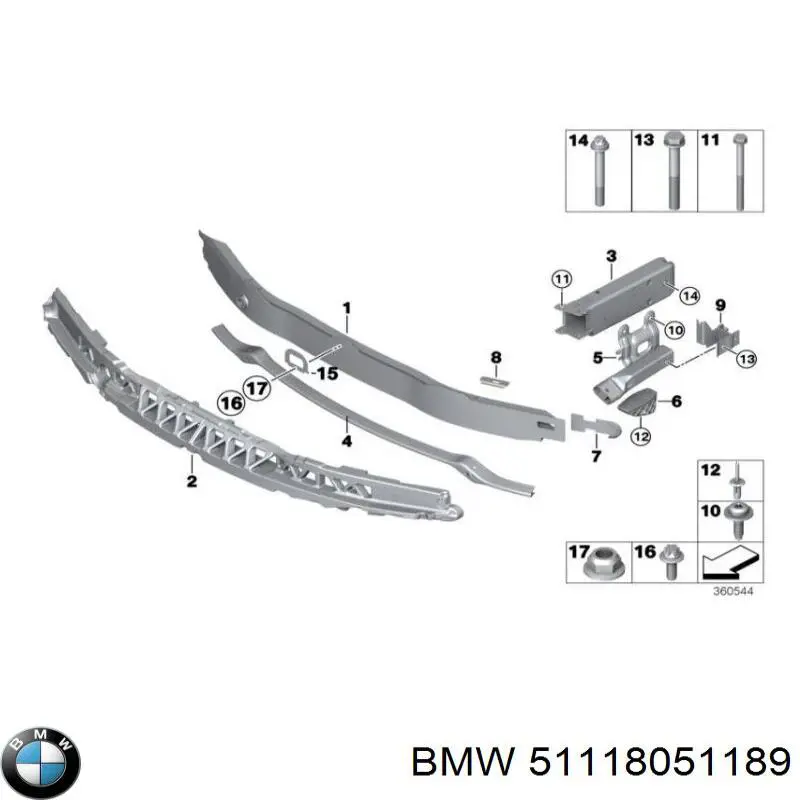 51118051189 BMW Consola do pára-choque dianteiro esquerdo