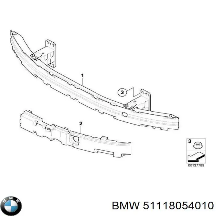 Absorvedor (enchido) do pára-choque dianteiro BMW 51118054010 preço, a partir de 86,17 USD