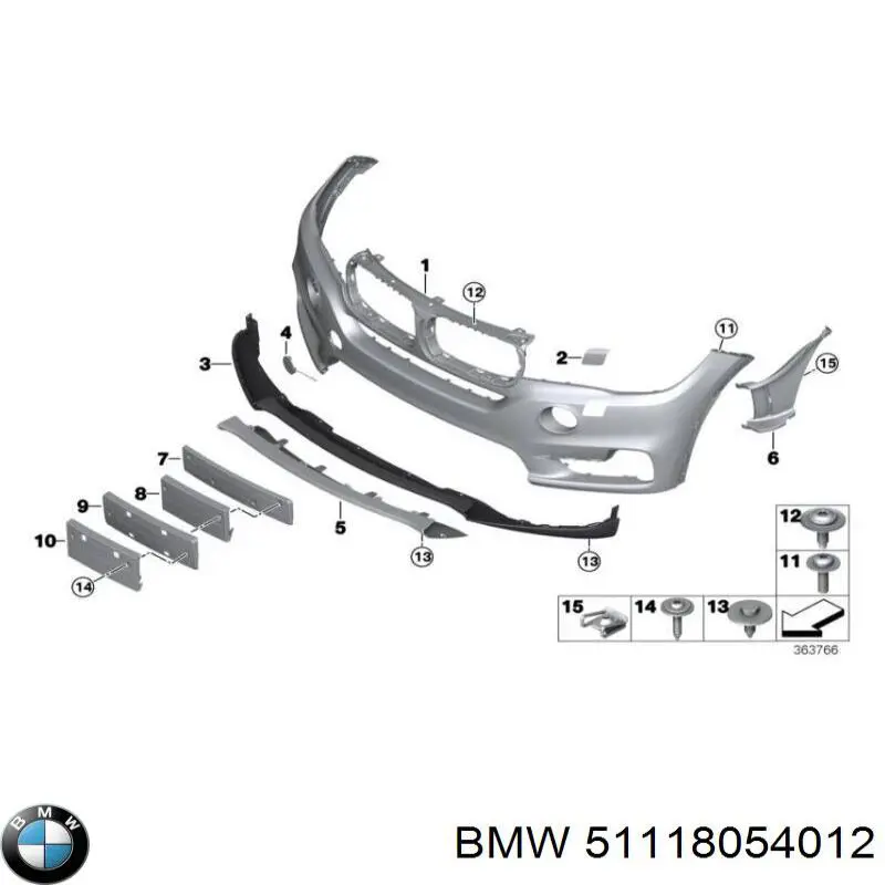 Grelha inferior do pára-choque dianteiro BMW 51118054012 preço, a partir de 105,26 USD