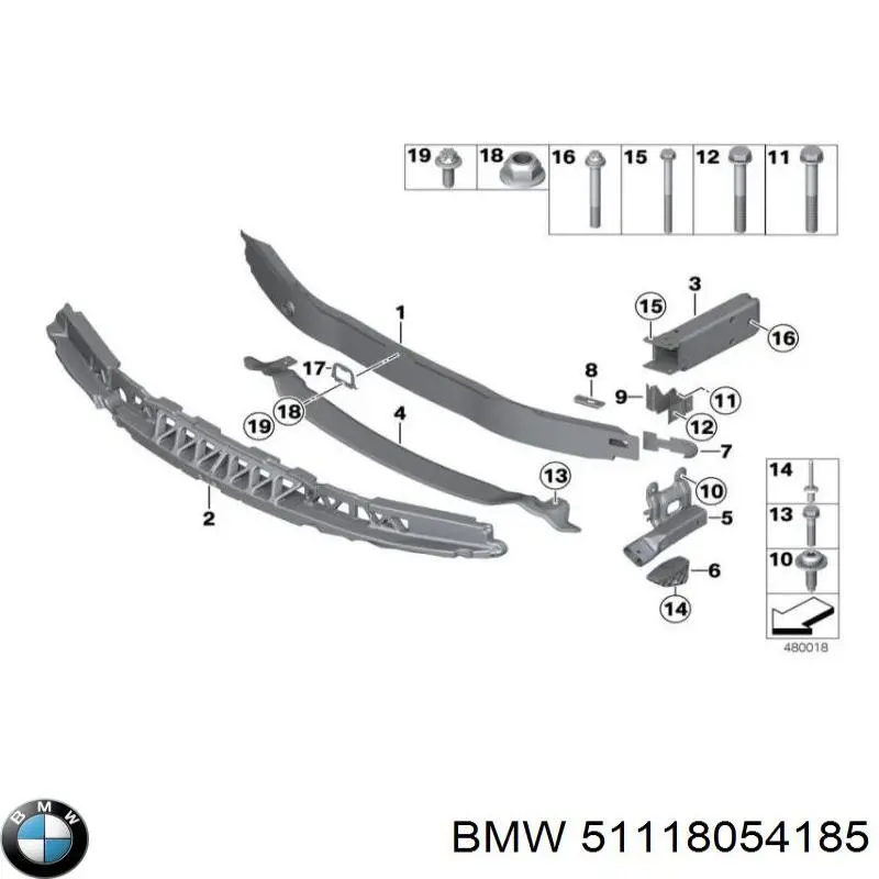 51118054185 BMW Absorvedor (enchido) do pára-choque dianteiro