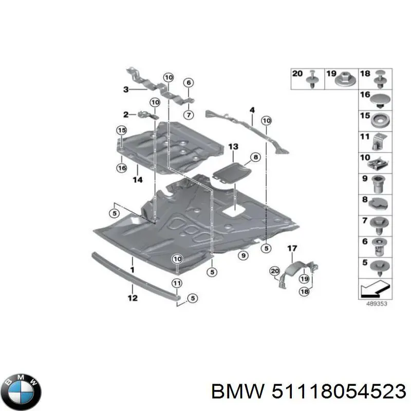 51118054523 BMW Consola de fixação de proteção de motor