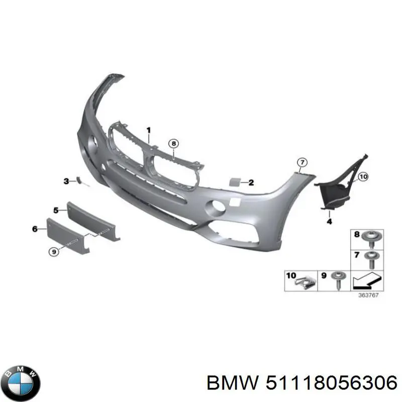 51118056306 BMW Defletor do pára-choque dianteiro