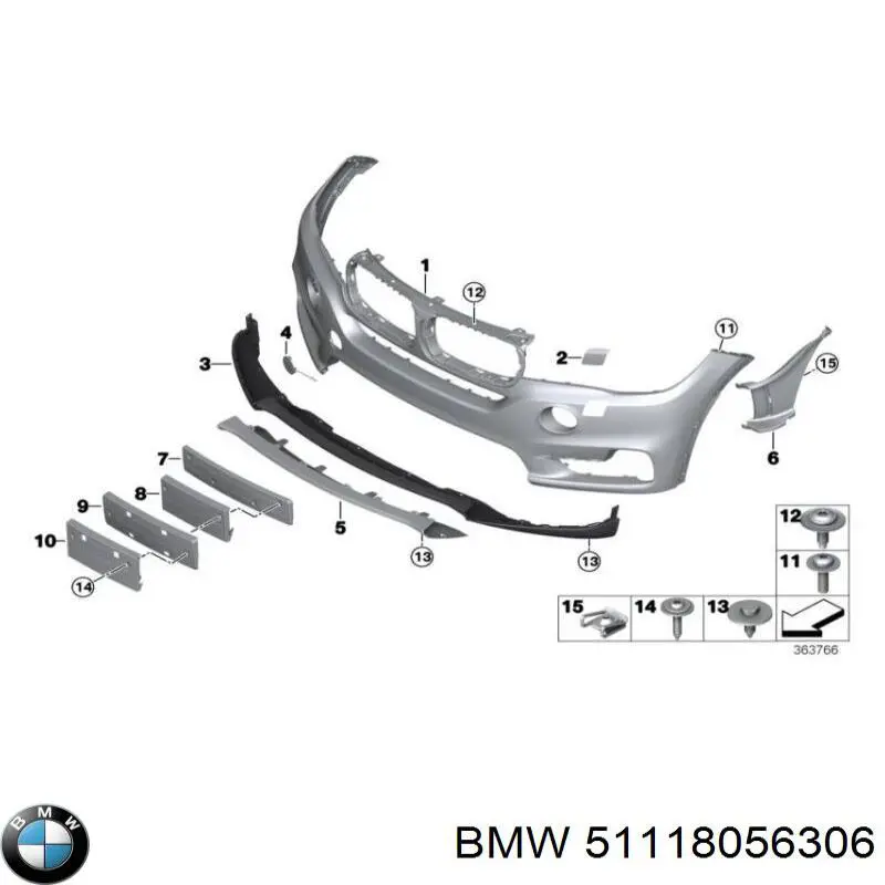 Defletor do pára-choque dianteiro BMW 51118056306 preço, a partir de 76,91 USD