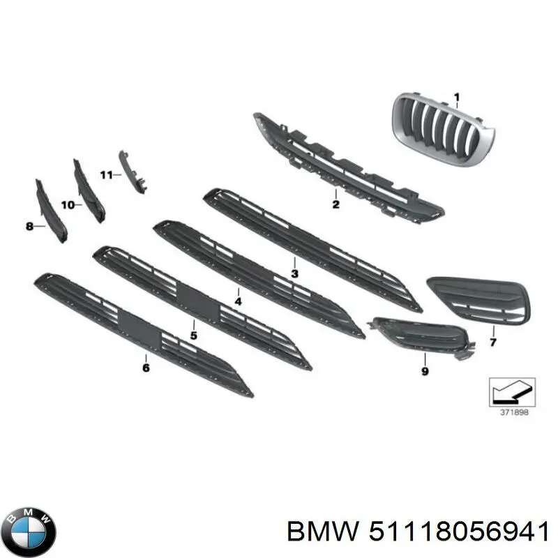 Grelha esquerda do pára-choque dianteiro BMW 51118056941 preço, a partir de 92,05 USD
