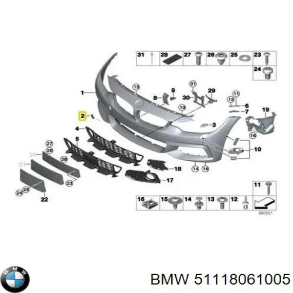 51118061005 BMW Tampão dianteira do pára-choque do gancho de reboque