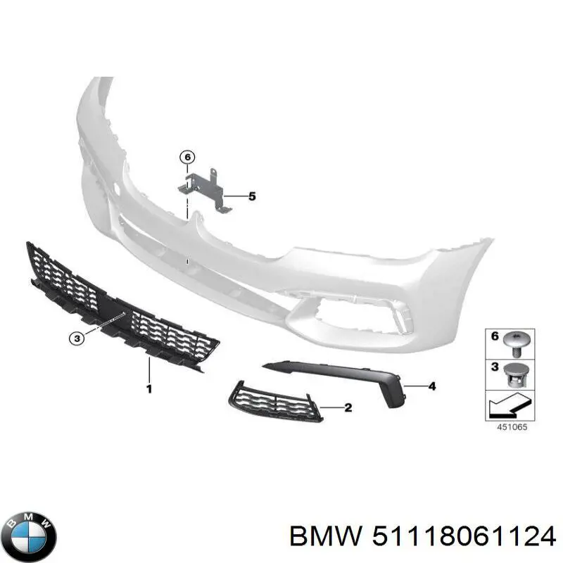 51118061124 BMW Grelha central do pára-choque dianteiro