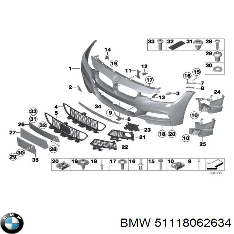 51118062634 BMW Consola de fixação das luzes de nevoeiro direitas