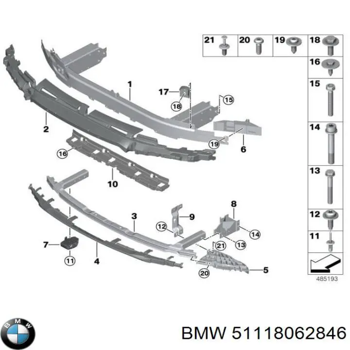 51118062846 BMW Absorvedor (enchido) do pára-choque dianteiro