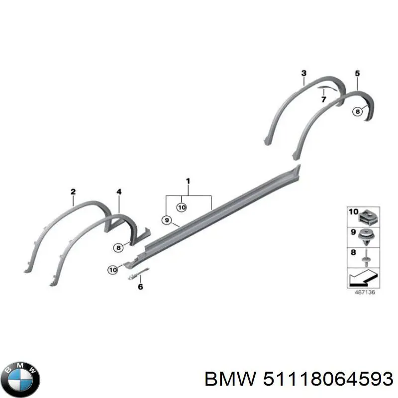 51118064593 BMW Grelha inferior do pára-choque dianteiro