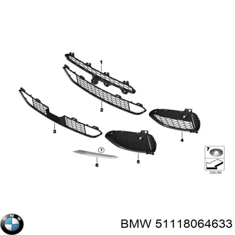 Grelha esquerda do pára-choque dianteiro BMW 51118064633 preço, a partir de 107,23 USD