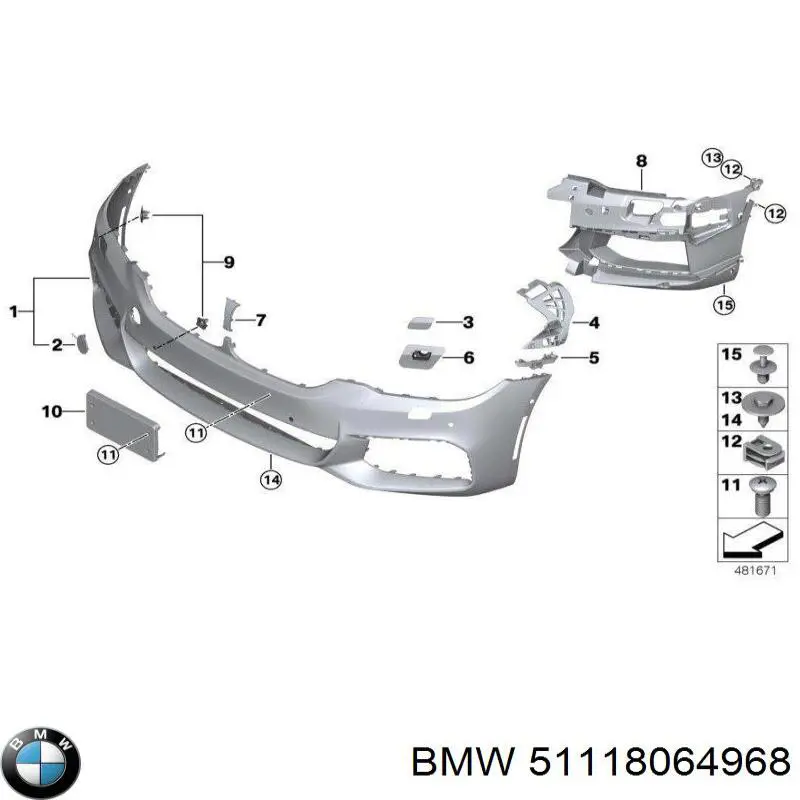 51118064968 BMW Consola de fixação das luzes de nevoeiro direitas