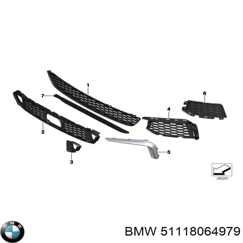 51118064979 BMW Moldura esquerda de grelha do pára-choque dianteiro