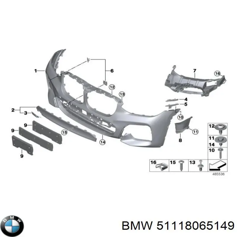 51118065149 BMW Defletor esquerdo do pára-choque dianteiro