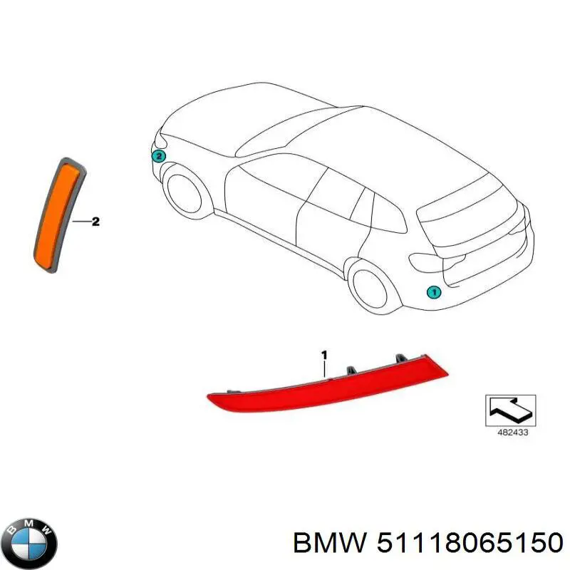 51118065150 BMW Defletor direito do pára-choque dianteiro