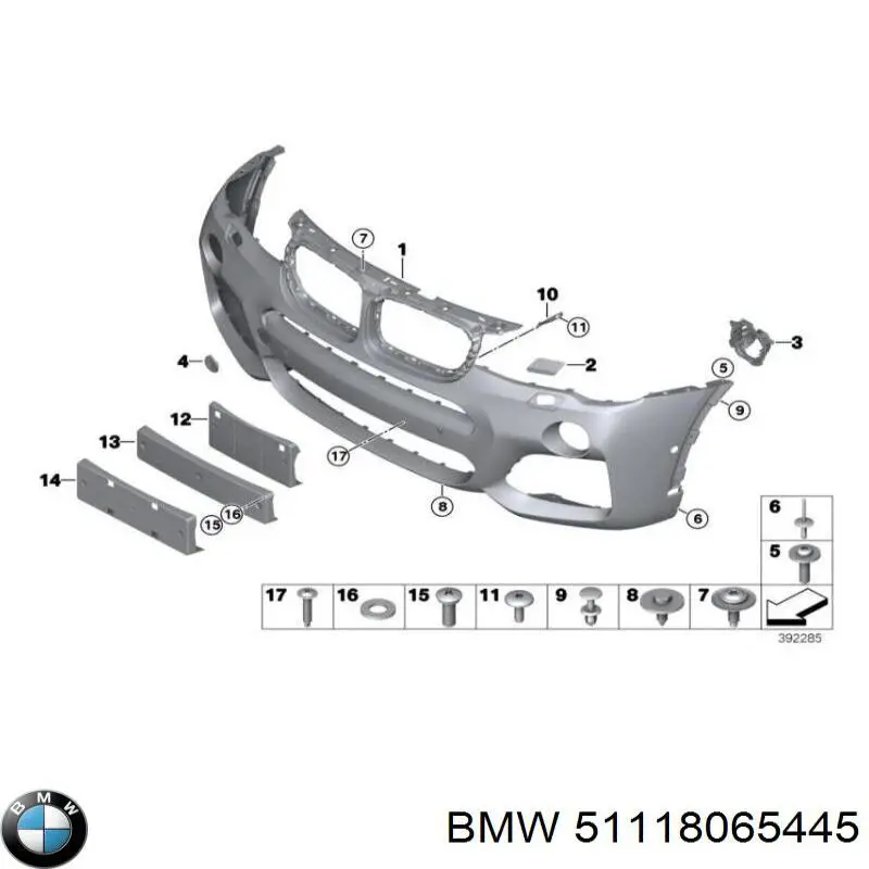 51118065445 BMW Placa sobreposta do injetor de fluido para lavador da luz dianteira