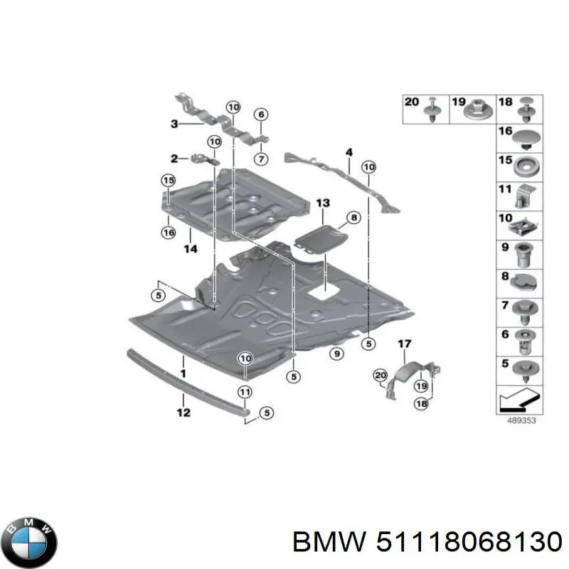 51118068130 BMW Consola de fixação de proteção de motor