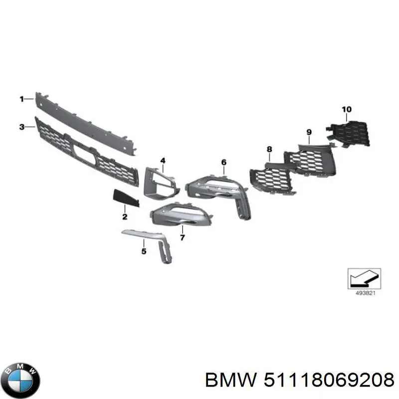 51118069208 BMW Grelha central do pára-choque dianteiro