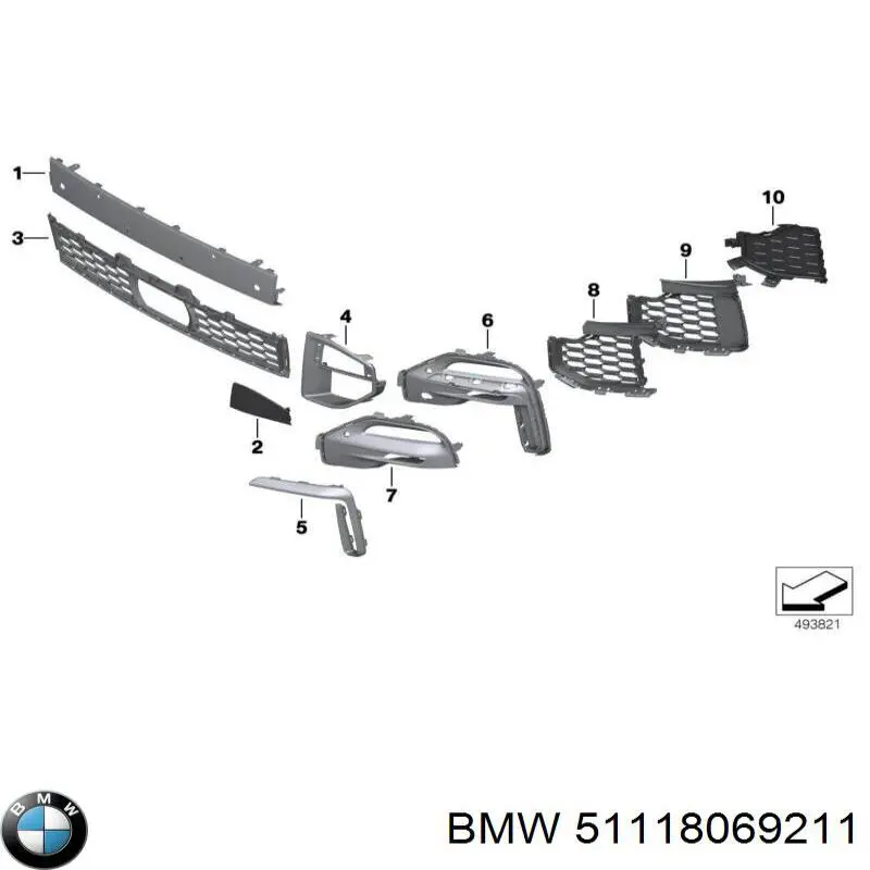 51118069211 BMW Grelha central do pára-choque dianteiro