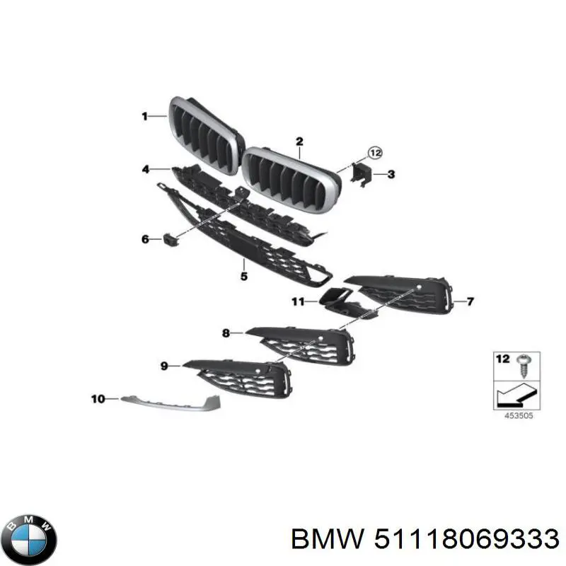 51118069333 BMW Grelha do radiador esquerda