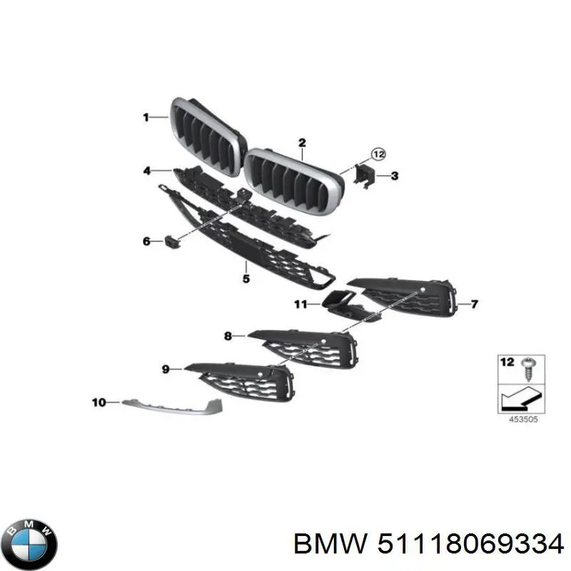 51118069334 BMW Grelha do radiador direita