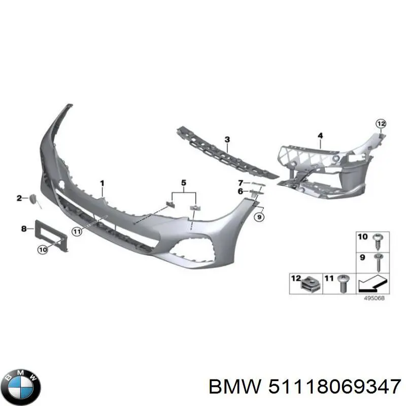 51118069347 BMW Consola do pára-choque dianteiro esquerdo