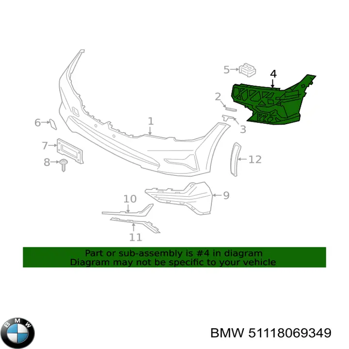 51118069349 BMW Guia do pára-choque dianteiro esquerdo
