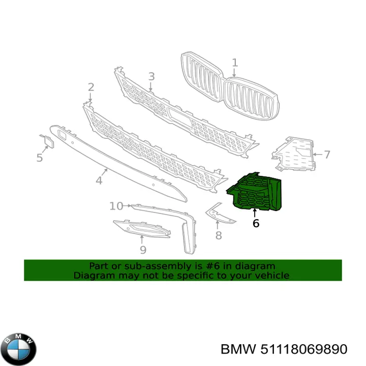 Grelha inferior do pára-choque dianteiro BMW 51118069890 preço, a partir de 99,10 USD