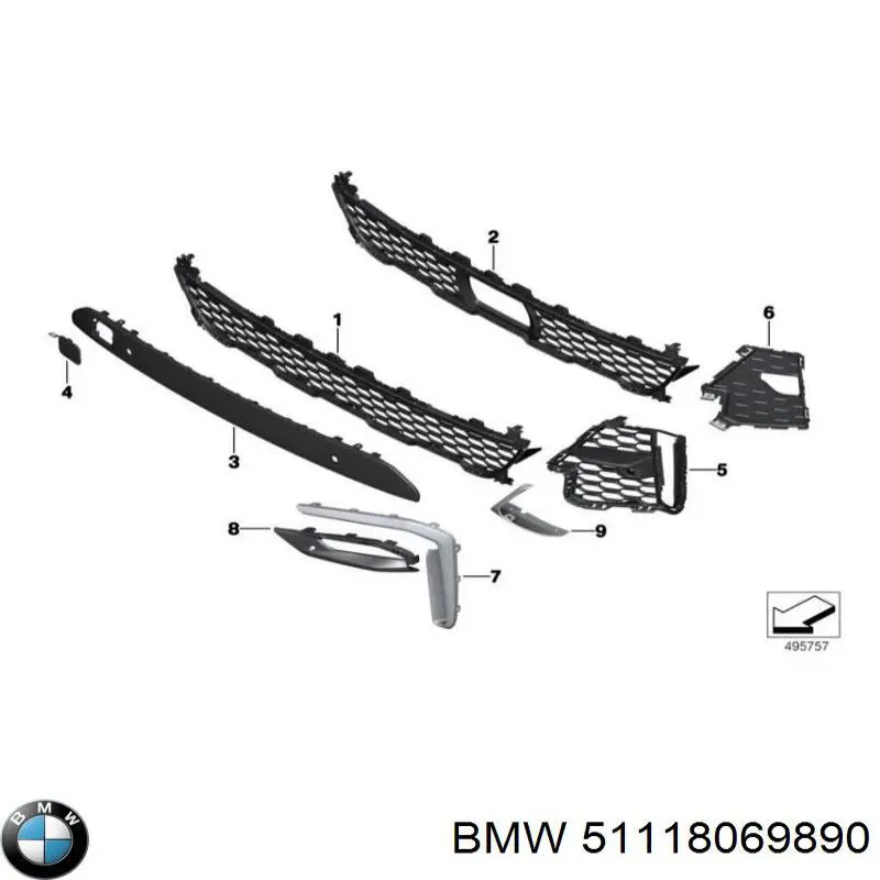 Grelha inferior do pára-choque dianteiro BMW 51118069890 preço, a partir de 101,24 USD