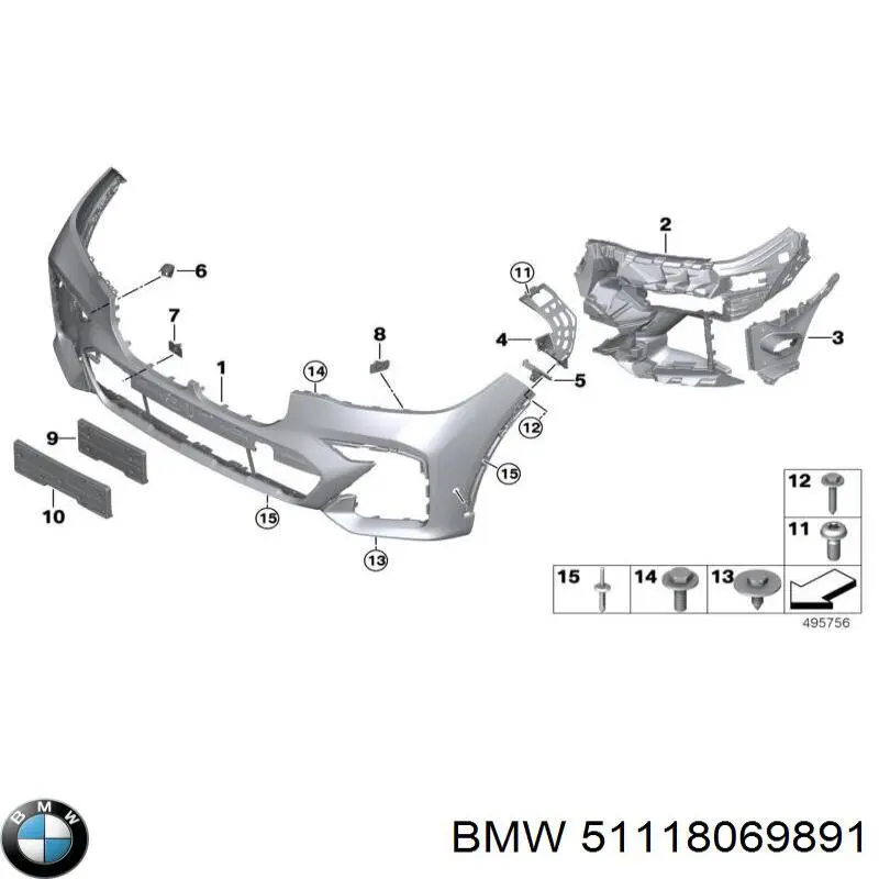 51118069891 BMW Consola de fixação das luzes de nevoeiro esquerdas