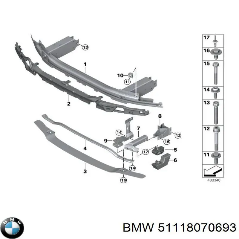 51118070693 BMW Absorvedor (enchido) do pára-choque dianteiro