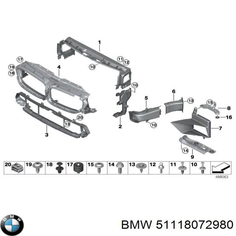 51118072980 BMW Grelha central do pára-choque dianteiro