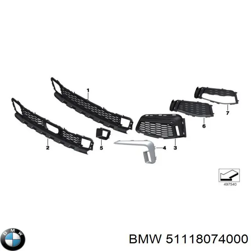 51118074000 BMW Grelha central do pára-choque dianteiro