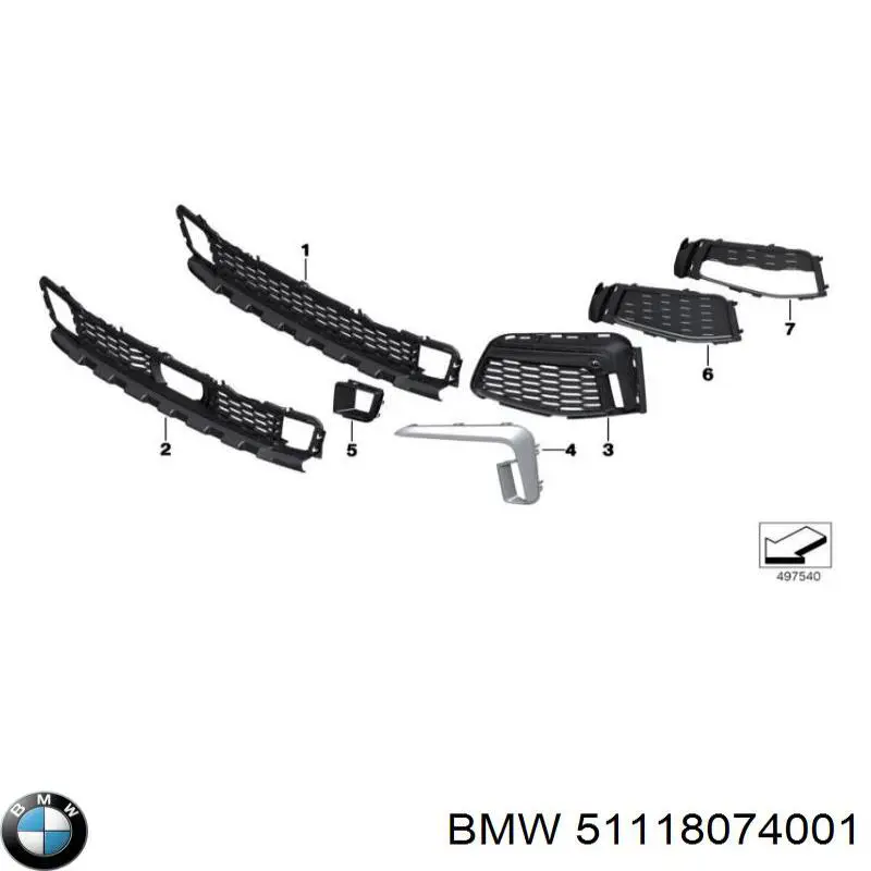 51118074001 BMW Grelha esquerda do pára-choque dianteiro