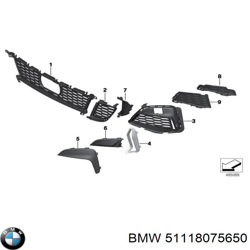 Grelha do radiador direita BMW 51118075650 preço, a partir de 81,77 USD
