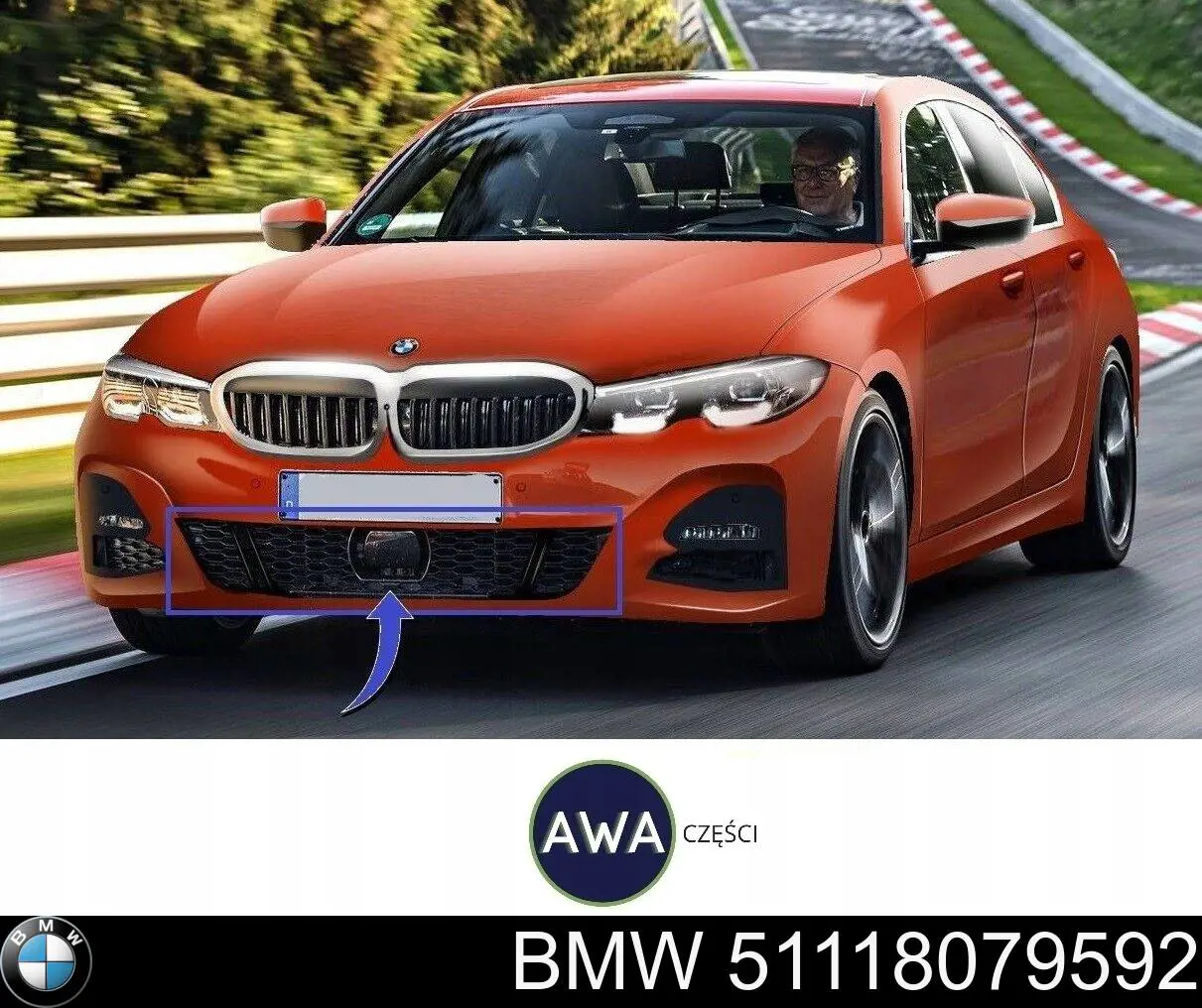 51118079592 BMW Grelha inferior do pára-choque dianteiro
