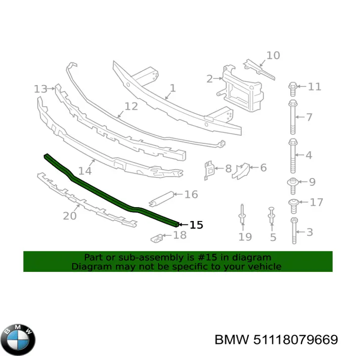 51118079669 BMW Reforçador do pára-choque dianteiro