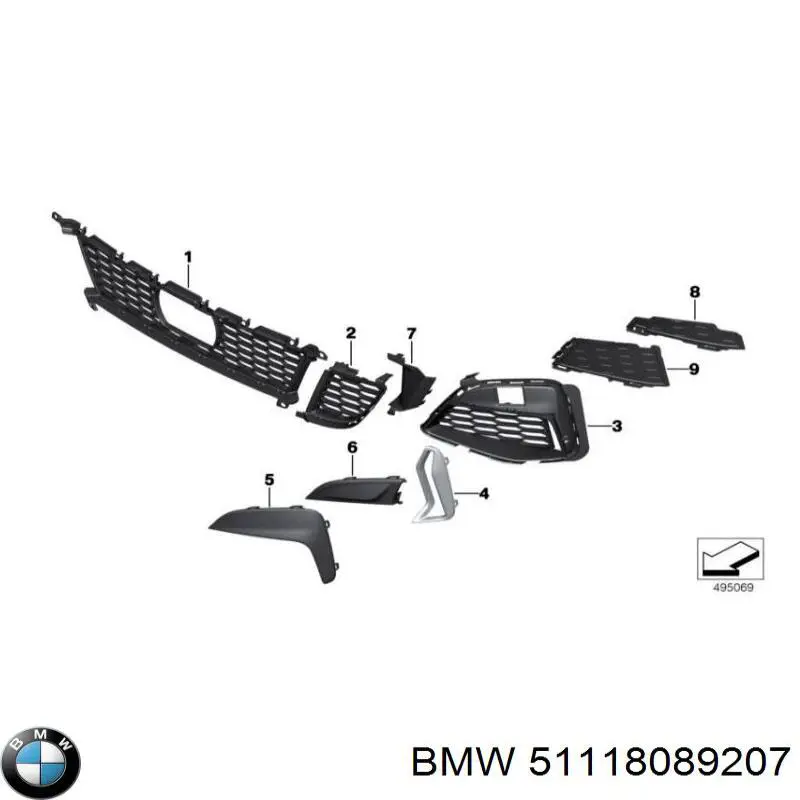 Moldura esquerda de grelha do pára-choque dianteiro BMW 51118089207 preço, a partir de 50,54 USD
